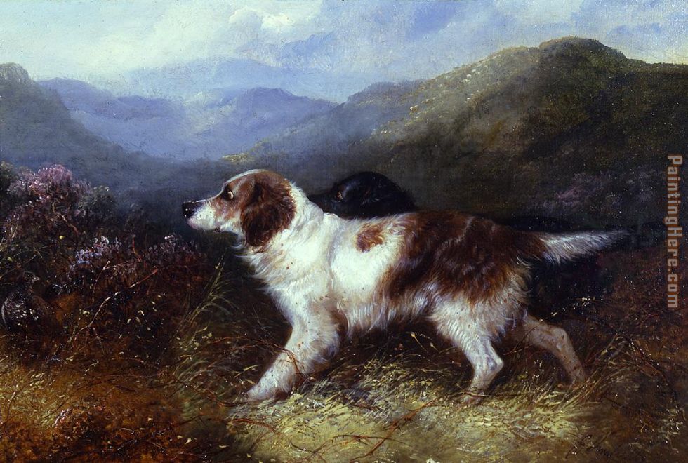 Two Setters in a Landscape painting - George Armfield Two Setters in a Landscape art painting